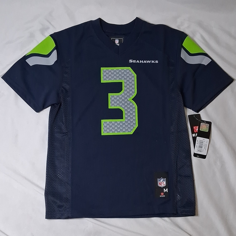 NFL Seattle Seahawks Navy Blue Jersey with Neon Green Accents